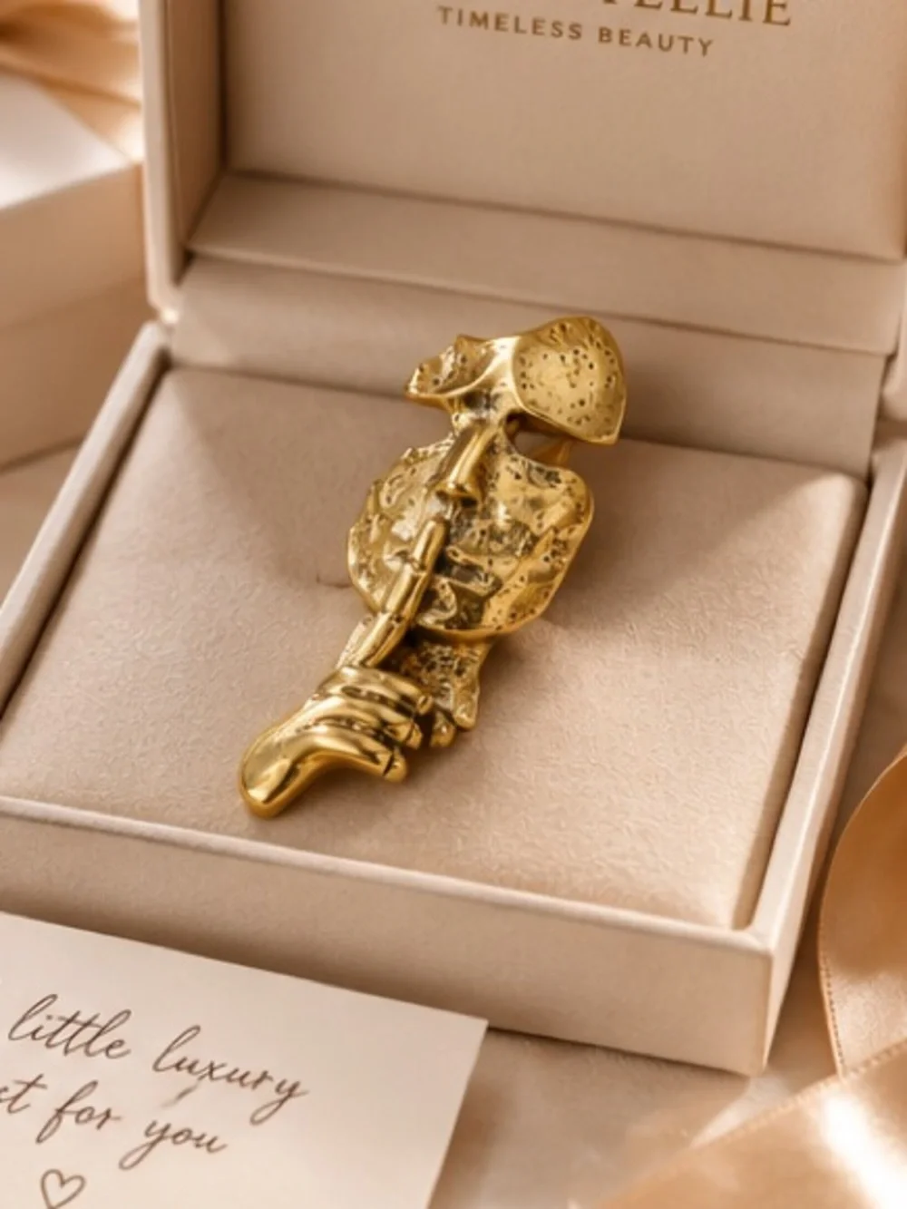 Sculptural Gold Abstract Face Brooch Artistic Couture I Jewelry